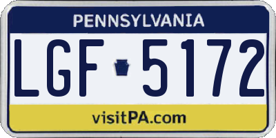 PA license plate LGF5172