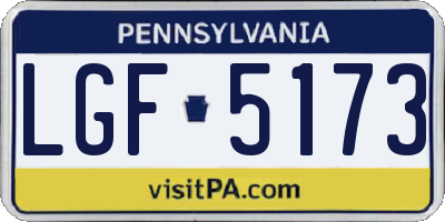 PA license plate LGF5173