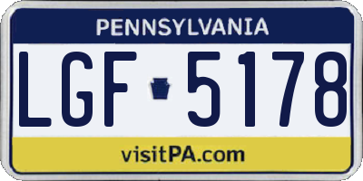 PA license plate LGF5178