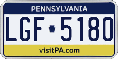PA license plate LGF5180