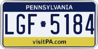 PA license plate LGF5184