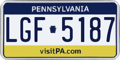 PA license plate LGF5187