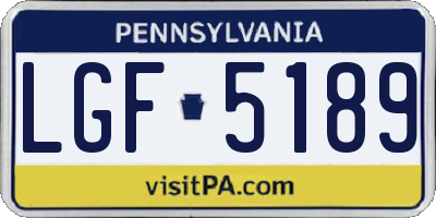 PA license plate LGF5189