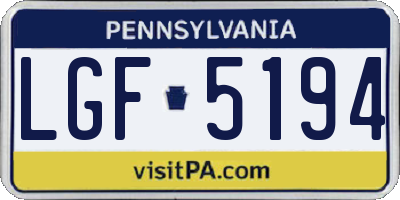 PA license plate LGF5194