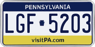 PA license plate LGF5203