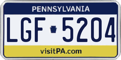 PA license plate LGF5204