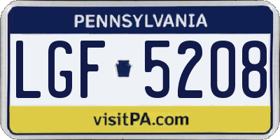 PA license plate LGF5208