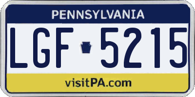 PA license plate LGF5215
