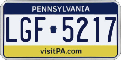 PA license plate LGF5217