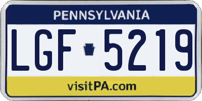 PA license plate LGF5219