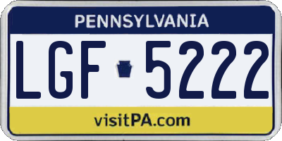 PA license plate LGF5222