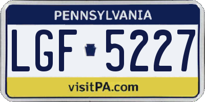 PA license plate LGF5227