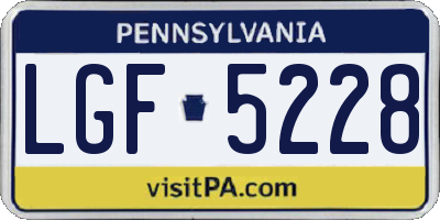 PA license plate LGF5228