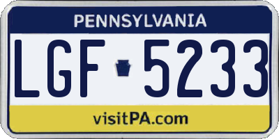 PA license plate LGF5233