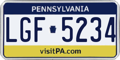PA license plate LGF5234