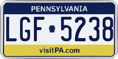 PA license plate LGF5238