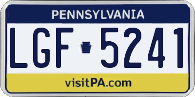 PA license plate LGF5241