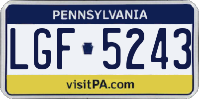 PA license plate LGF5243