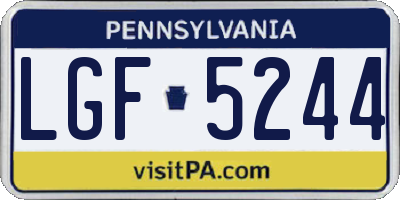 PA license plate LGF5244