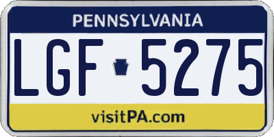 PA license plate LGF5275