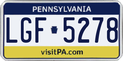 PA license plate LGF5278
