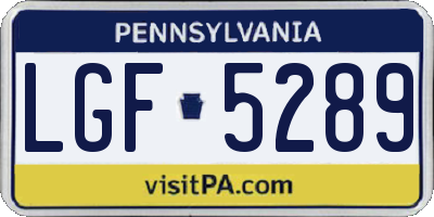 PA license plate LGF5289
