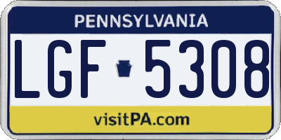 PA license plate LGF5308