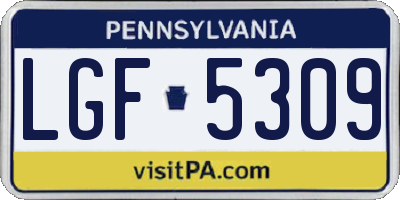 PA license plate LGF5309
