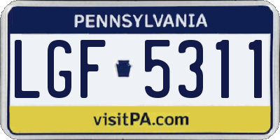 PA license plate LGF5311