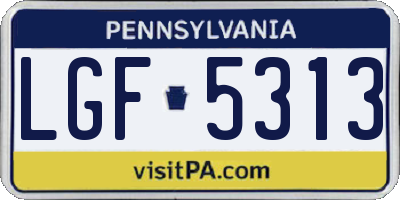 PA license plate LGF5313
