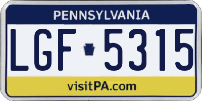 PA license plate LGF5315