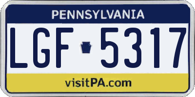 PA license plate LGF5317