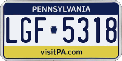 PA license plate LGF5318