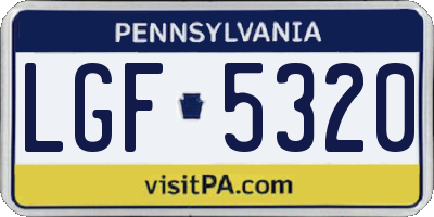 PA license plate LGF5320