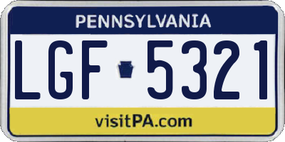 PA license plate LGF5321