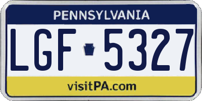 PA license plate LGF5327