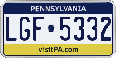 PA license plate LGF5332