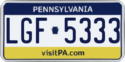 PA license plate LGF5333