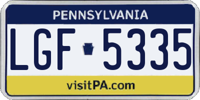 PA license plate LGF5335