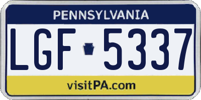 PA license plate LGF5337