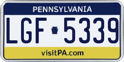 PA license plate LGF5339