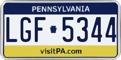 PA license plate LGF5344