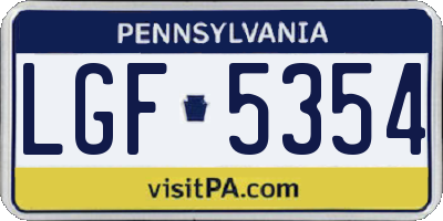 PA license plate LGF5354