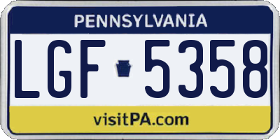 PA license plate LGF5358