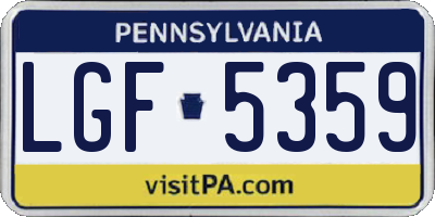 PA license plate LGF5359