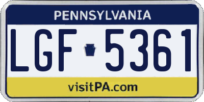 PA license plate LGF5361