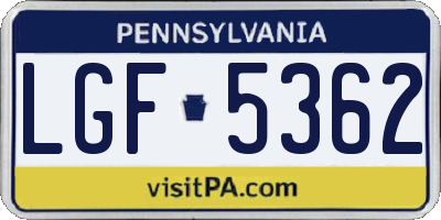 PA license plate LGF5362