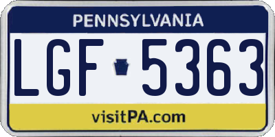 PA license plate LGF5363