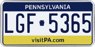 PA license plate LGF5365