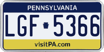PA license plate LGF5366